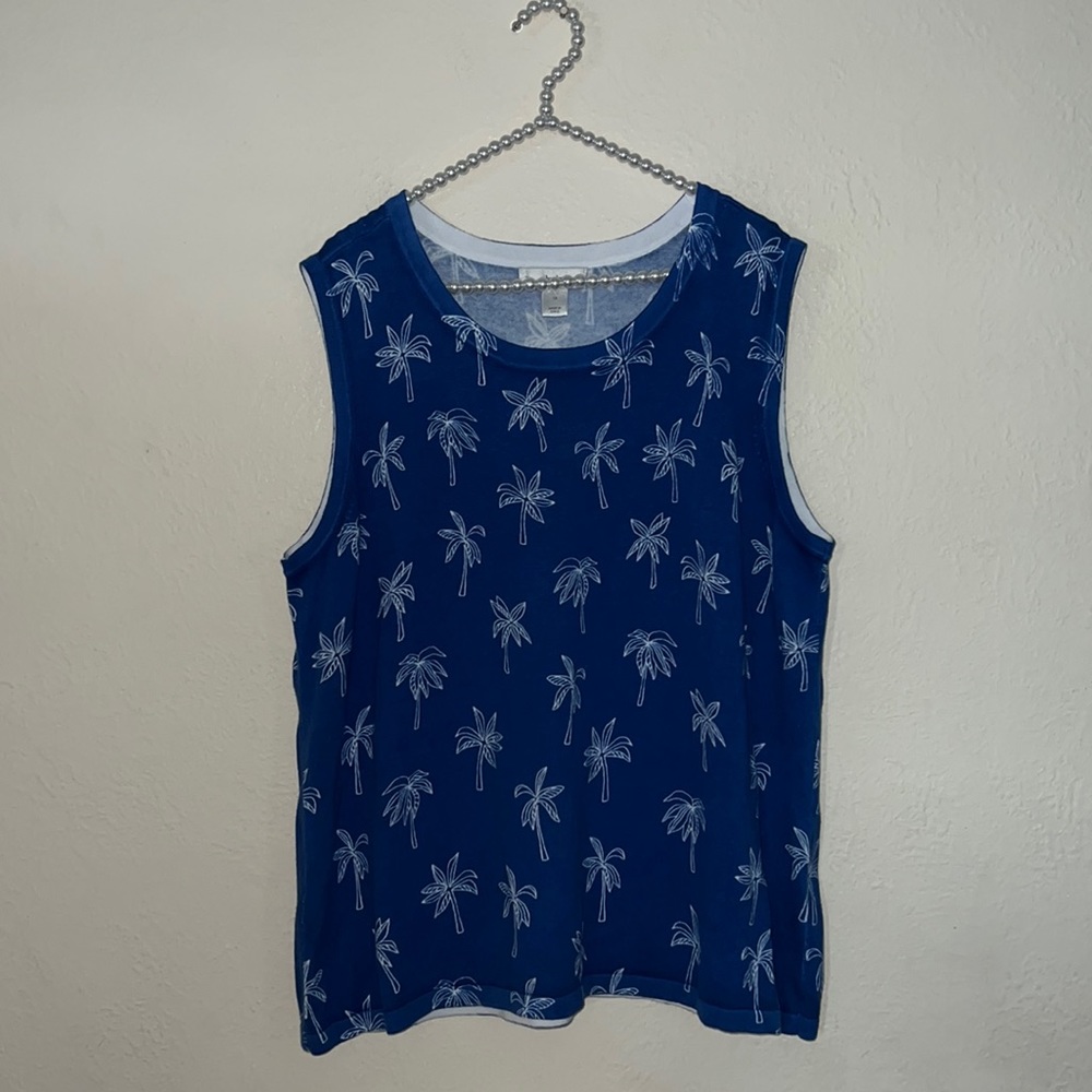 CJ Banks 1X sleeveless palmtree sweater tank top